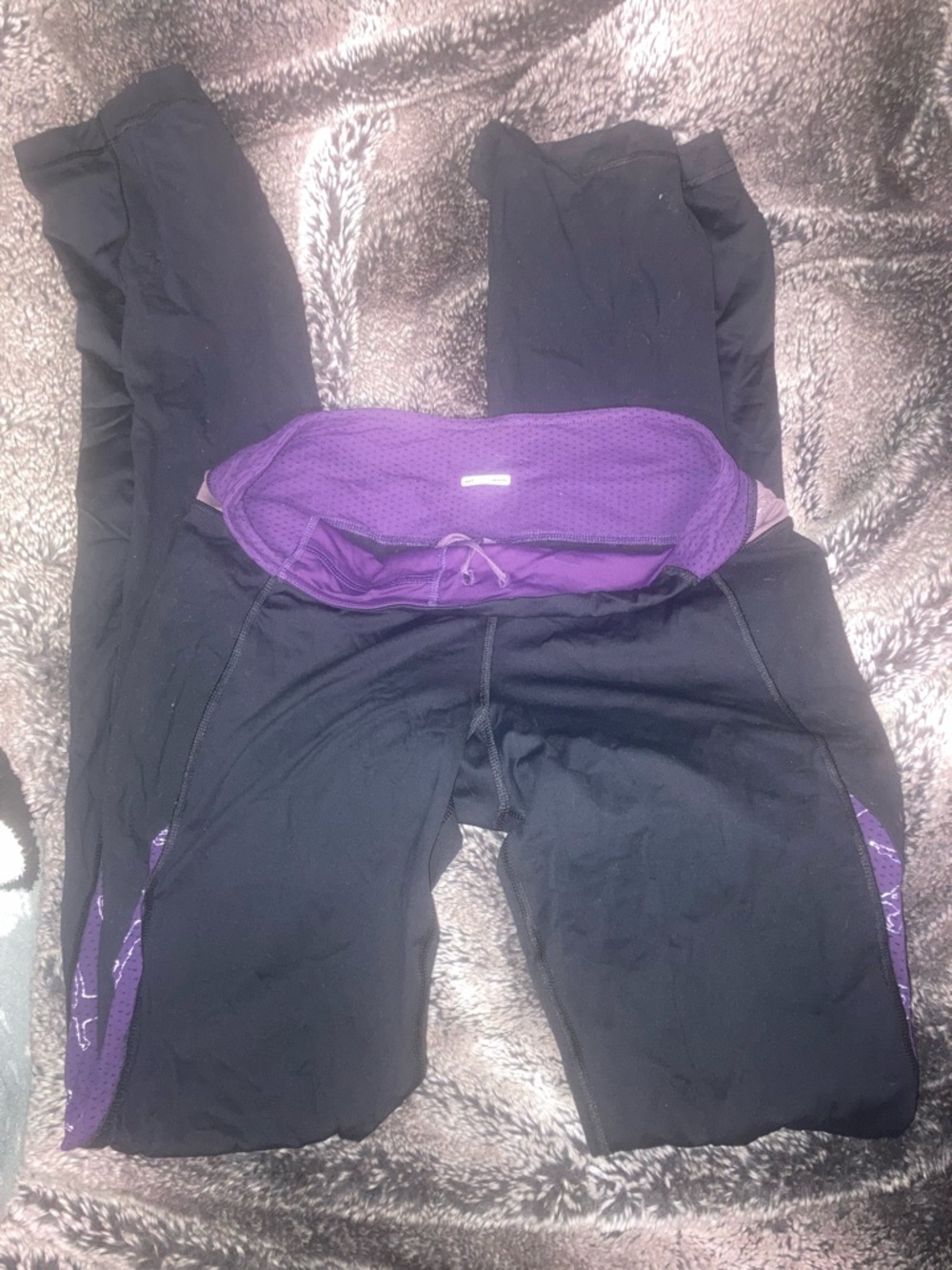 lululemon athletica Black Leggings with Purple Waistband
